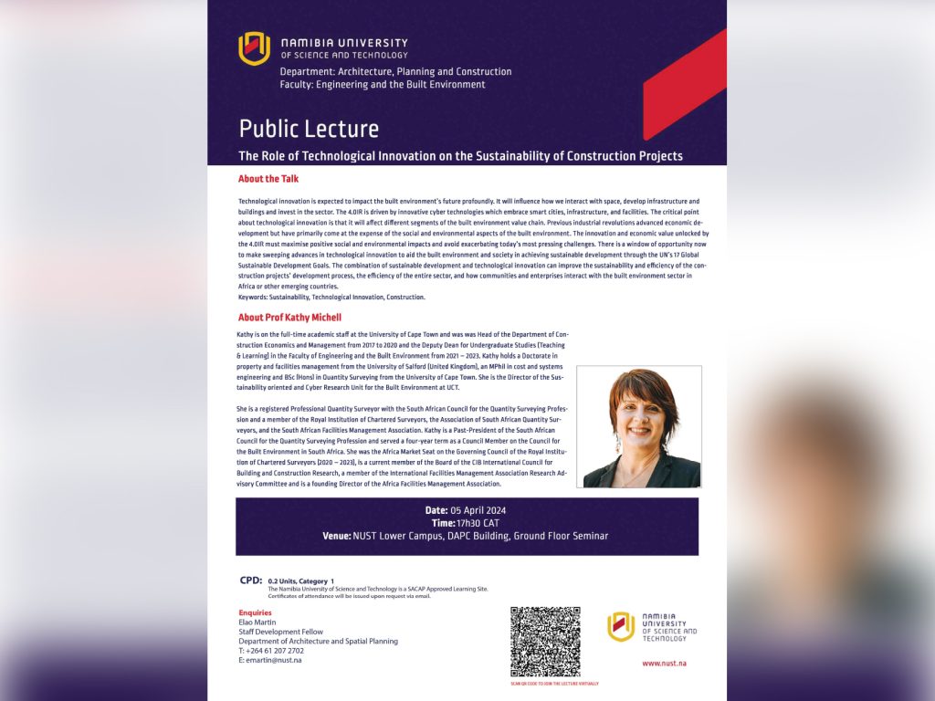 Public lecture: The role of technological innovation on the sustainability of construction projects